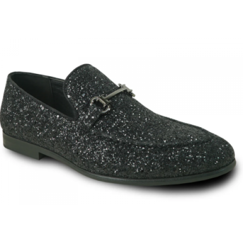 Black Sparkle Slip-on Tuxedo Shoes